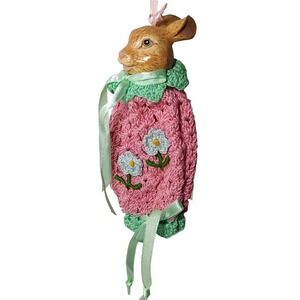 Wayne Kleski Rabbit Bunny Flower Girl Signed Six Inches Crocheted‎ Outfit